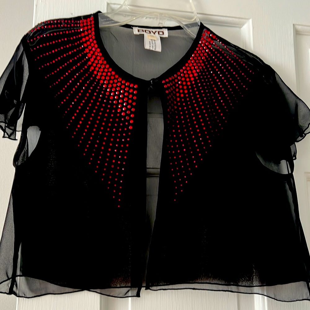 designer top perfect with a little black dress to plus it up
